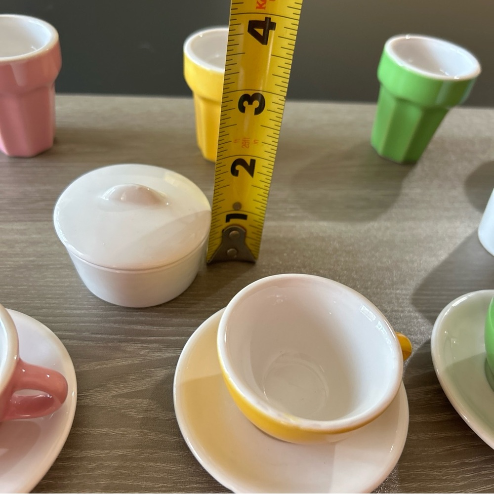 Porcelain Tea Set Child’s Doll Dessert Fountain Pastels, 15pc/lid mini - Picture 6 of 12